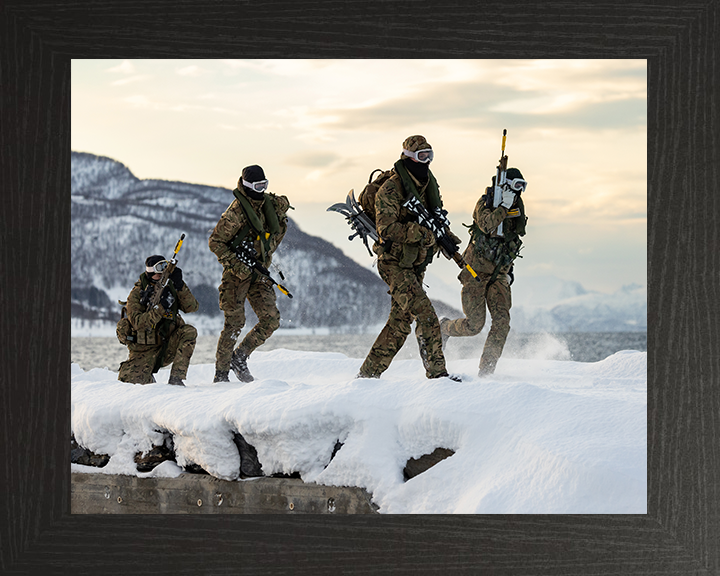 Royal Marines cold weather beach Landing Photo Print - 40 Commando Hampshire Prints 10 x 8 Black Frame No