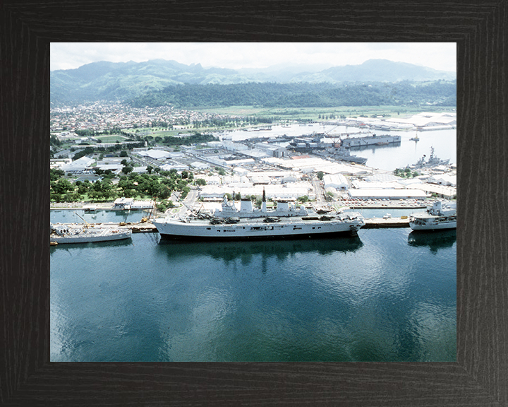 HMS Ark Royal (R07) Royal Navy Invincible Class Aircraft Carrier Subic Bay 1988 Photo Print Wall Art Decor Posters, Prints, & Visual Artwork Hampshire Prints 10 x 8 Black Frame No