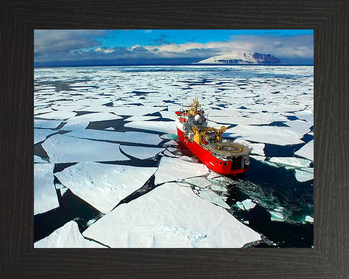 HMS Protector (A173) Photo Print - Antarctic 2016 - Royal Navy Ice Patrol Vessel Hampshire Prints 10 x 8 Black Frame No