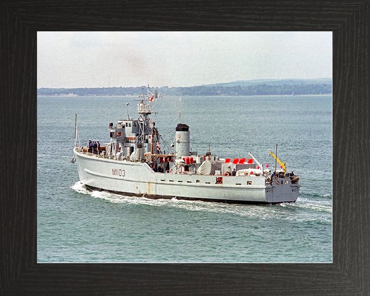 HMS Alfriston (M1103) Royal Navy Ton Class Minesweeper Warship Port Side View Photo Print Wall Art Decor Posters, Prints, & Visual Artwork Hampshire Prints 10 x 8 Black Frame No