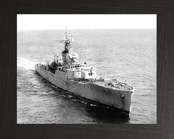 HMS Whitby (F36) Photo Print - At Sea 1962 - Royal Navy Whitby Class Frigate Posters, Prints, & Visual Artwork Hampshire Prints 10 x 8 Black Frame No