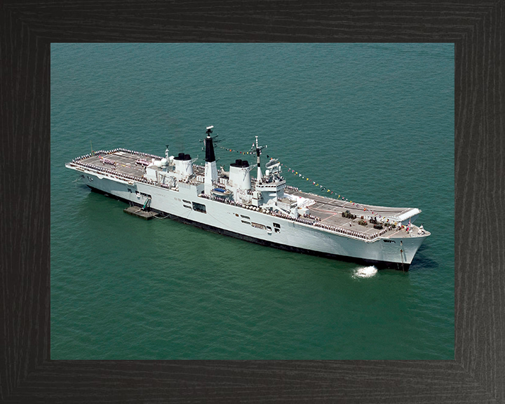 HMS Invincible (R05) Photo Print - Trafalgar 200 - Royal Navy Invincible Class Aircraft Carrier Hampshire Prints 10 x 8 Black Frame No
