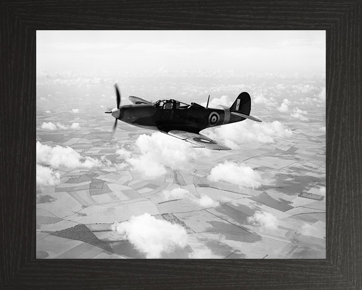 RAF Bell P-39 Airacobra Mk 2 in flight Photo Print - Royal Air Force Aircraft Hampshire Prints 10 x 8 Black Frame No