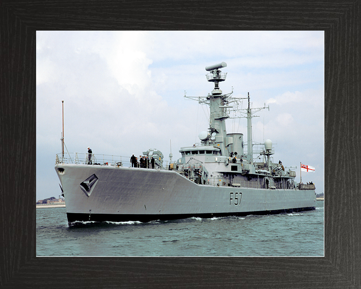 HMS Andromeda (F57) Royal Navy Leander Class Frigate Port Bow View Photo Print Wall Art Decor Posters, Prints, & Visual Artwork Hampshire Prints 10 x 8 Black Frame No