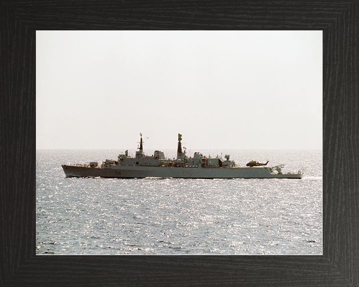 HMS Antrim (D18) Royal Navy County Class Destroyer Port Beam View Photo Print Wall Art Decor Posters, Prints, & Visual Artwork Hampshire Prints 10 x 8 Black Frame No