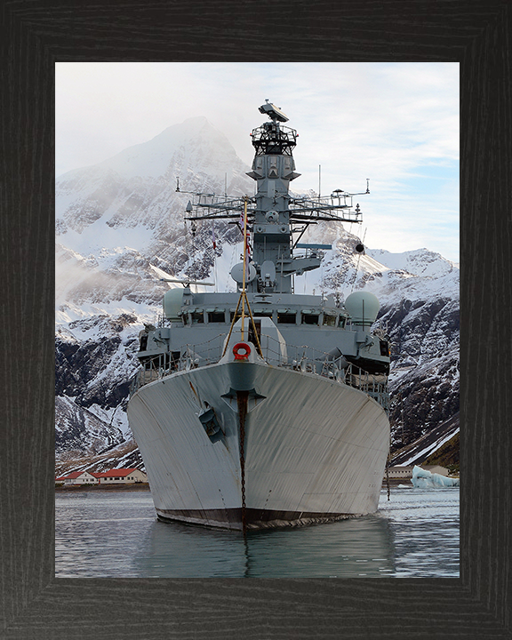 HMS Argyll (F231) Royal Navy Type 23 Frigate South Georgia 2013 Wall Art Photo Print Decor Posters, Prints, & Visual Artwork Hampshire Prints 10 x 8 Black Frame No