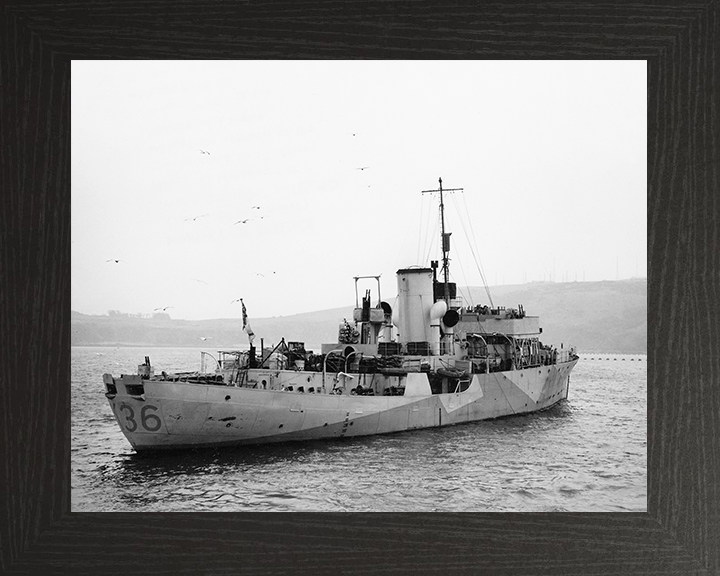 HMS Clematis (K36) Royal Navy Flower Class Corvette Starboard Quarter Photo Print Wall Art Decor Posters, Prints, & Visual Artwork Hampshire Prints 10 x 8 Black Frame No