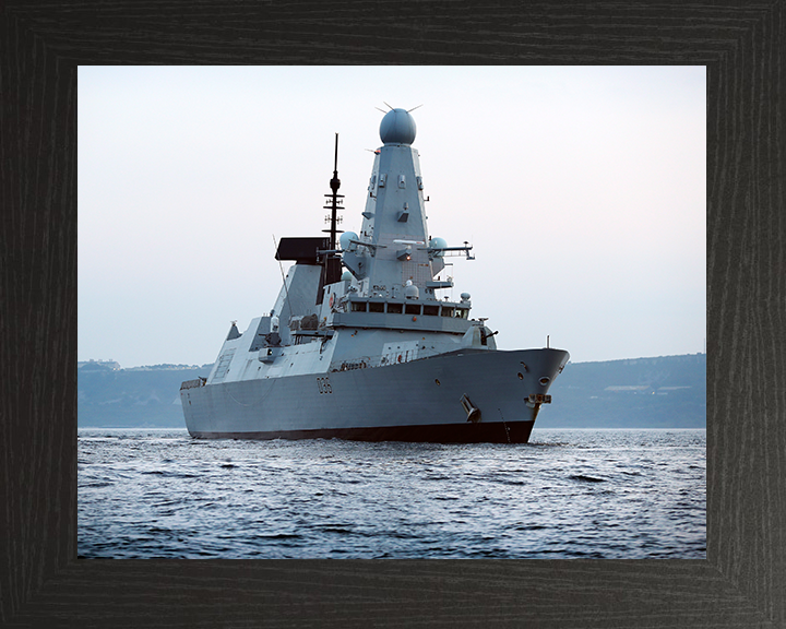 HMS Defender (D36) Royal Navy Type 45 Destroyer Low Starboard Side View Photo Print Wall Art Decor Posters, Prints, & Visual Artwork Hampshire Prints 10 x 8 Black Frame No