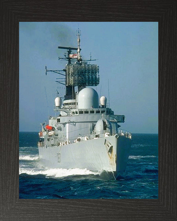 HMS Newcastle (D87) Photo Print - Underway - Royal Navy Type 42 Destroyer Hampshire Prints 10 x 8 Black Frame No