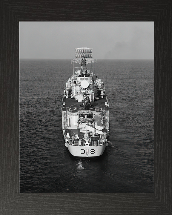 HMS Antrim (D18) Royal Navy County Class Destroyer Stern View Photo Print Wall Art Decor Posters, Prints, & Visual Artwork Hampshire Prints 10 x 8 Black Frame No