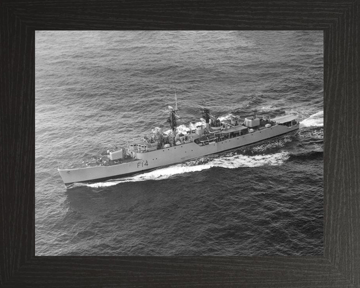 HMS Leopard (F14) Photo Print - Port Side View - Royal Navy Leopard Class Frigate Posters, Prints, & Visual Artwork Hampshire Prints 10 x 8 Black Frame No
