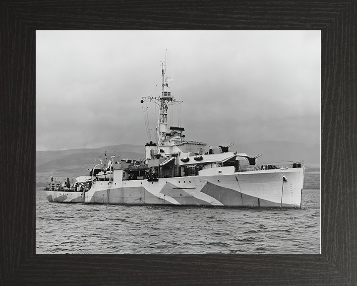 HMS Amethyst (F116) Royal Navy Black Swan Class Sloop Warship Starboard View Photo Print Wall Art Decor Posters, Prints, & Visual Artwork Hampshire Prints 10 x 8 Black Frame No