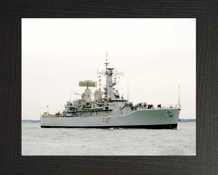 HMS Danae (F47) Royal Navy Leander Class Frigate Entering Harbour Photo Print Wall Art Decor Posters, Prints, & Visual Artwork Hampshire Prints 10 x 8 Black Frame No
