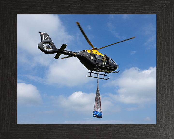 RAF Juno HT1 Helicopter Underslung Load Training Photo Print - Royal Air Force Aircraft Hampshire Prints 10 x 8 Black Frame No