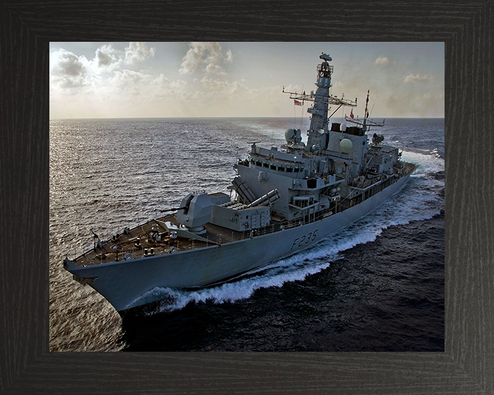 HMS Monmouth (F235) Photo Print - Port Bow View 2011 - Royal Navy Type 23 Frigate Hampshire Prints 10 x 8 Black Frame No