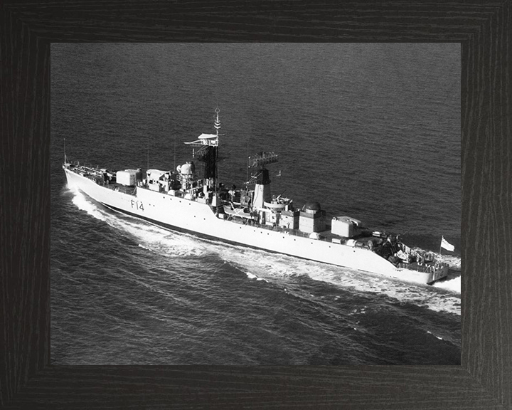 HMS Leopard (F14) - At Sea 1966 - Royal Navy Leopard Class Frigate Photo Print Wall Art Naval Decor UK Posters, Prints, & Visual Artwork Hampshire Prints 10 x 8 Black Frame No