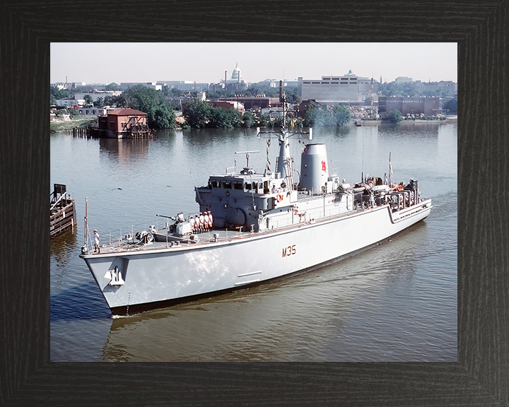 HMS Dulverton (M35) Royal Navy Hunt Class Mine Warfare Vessel Washington Photo Print Wall Art Naval Decor Posters, Prints, & Visual Artwork Hampshire Prints 10 x 8 Black Frame No