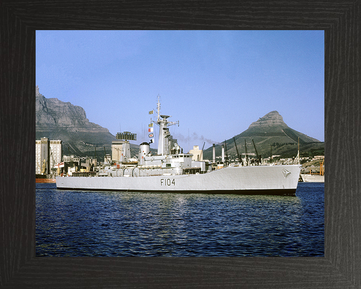HMS Dido (F104) Royal Navy Leander Class Frigate Leaving Harbour Photo Print Wall Art Decor Posters, Prints, & Visual Artwork Hampshire Prints 10 x 8 Black Frame No