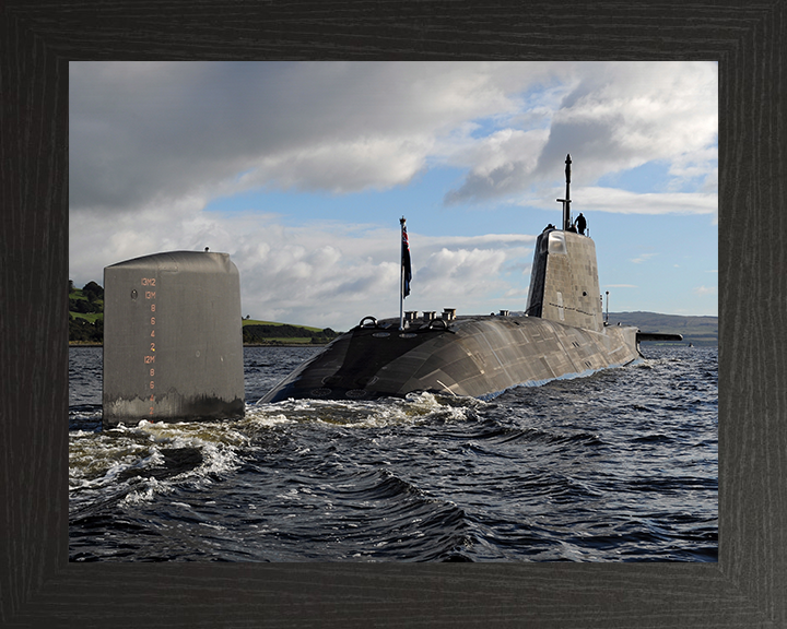 HMS Ambush (S120) Photo Print - Starboard Quarter View 2012 - Royal Navy Astute Class Submarine Hampshire Prints 10 x 8 Black Frame No