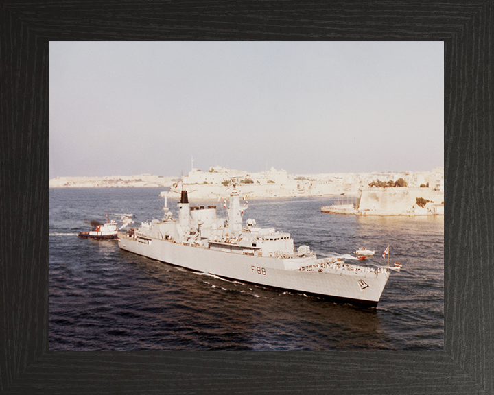 HMS Broadsword (F88) Royal Navy Type 22 Frigate Valletta Malta Photo Print Wall Art Decor Posters, Prints, & Visual Artwork Hampshire Prints 10 x 8 Black Frame No