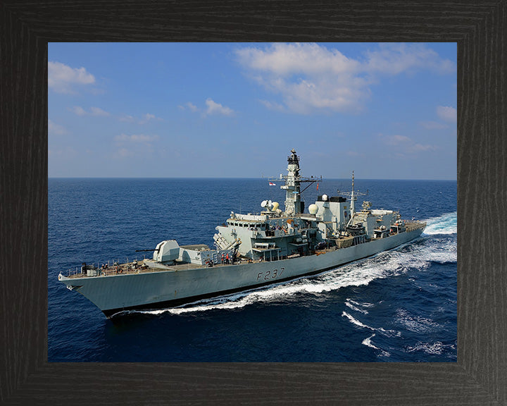HMS Westminster (F237) Photo Print - Underway High Port Bow View - Royal Navy Type 23 Frigate Hampshire Prints 10 x 8 Black Frame No