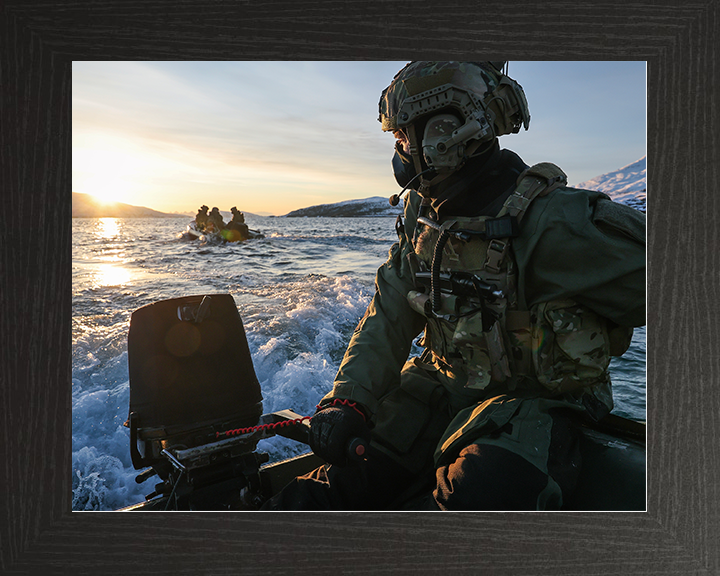 Royal Marine operates a Inflatable Raiding Craft Photo Print 30 Commando Wall Art Military Decor UK Posters, Prints, & Visual Artwork Hampshire Prints