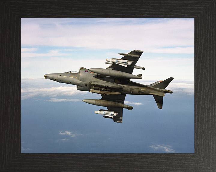 RAF Harrier Jet Banking 2002 Photo Print - Royal Air Force Aircraft Posters, Prints, & Visual Artwork Hampshire Prints 10 x 8 Black Frame No