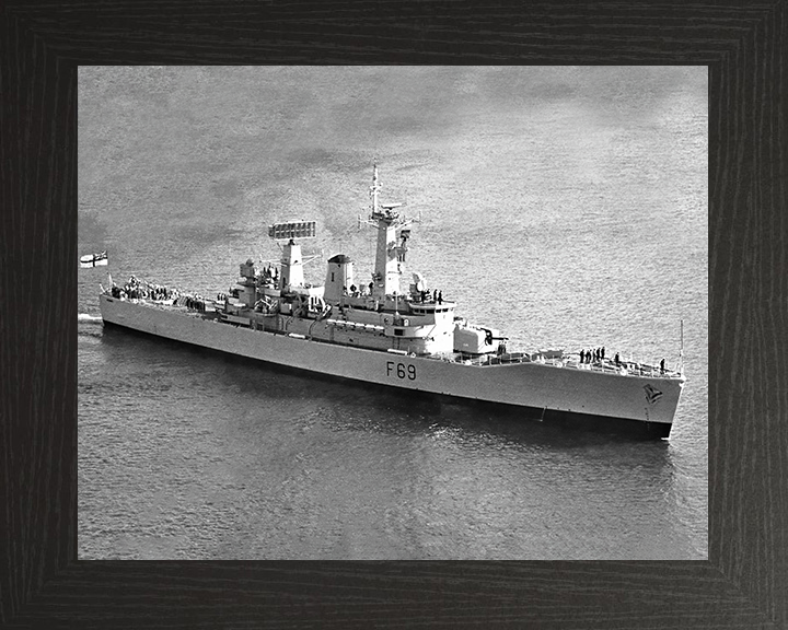 HMS Bacchante (F69) Royal Navy Leander Class Frigate High Starboard Bow View Photo Print Wall Art Decor Posters, Prints, & Visual Artwork Hampshire Prints 10 x 8 Black Frame No