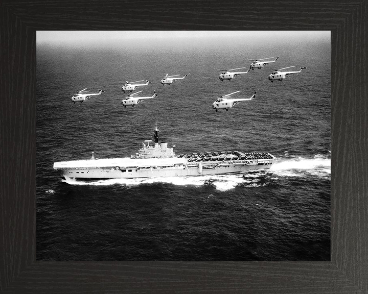 HMS Bulwark (R08) Royal Navy Centaur Class Fleet Carrier With Helicopters Photo Print Wall Art Decor Posters, Prints, & Visual Artwork Hampshire Prints 10 x 8 Black Frame No