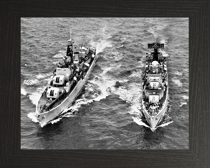 HMS Delight and HMS Battleaxe Royal Navy Warships At Sea Photo Print Wall Art Decor Posters, Prints, & Visual Artwork Hampshire Prints 10 x 8 Black Frame No