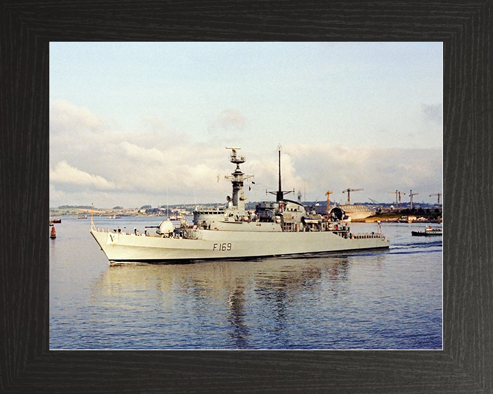 HMS Amazon (F169) Royal Navy Type 21 Frigate Leaving Harbour at Sunset Photo Print Wall Art Decor Posters, Prints, & Visual Artwork Hampshire Prints 10 x 8 Black Frame No