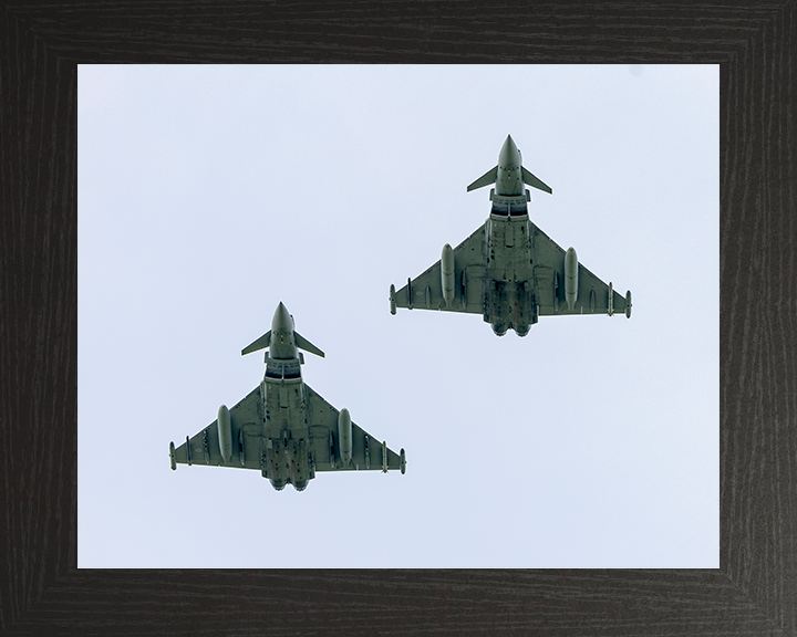 RAF Typhoons From Below Photo Print - Royal Air Force Aircraft Hampshire Prints 10 x 8 Black Frame No