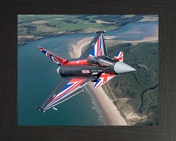 RAF Typhoon Union Jack livery Photo Print - Royal Air Force Aircraft Hampshire Prints 10 x 8 Black Frame No