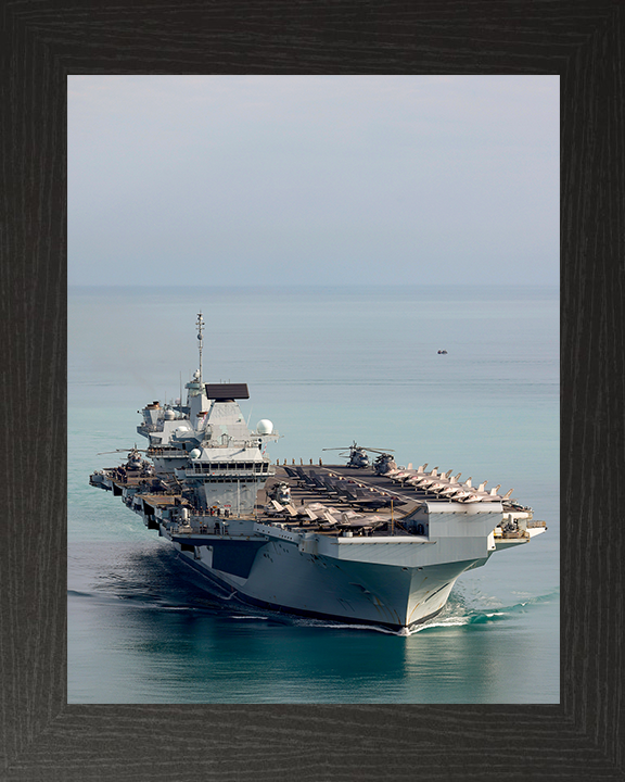 HMS Prince of Wales (R09) Photo Print - Arriving in Darwin 2025 - Royal Navy Queen Elizabeth Class Aircraft Carrier Hampshire Prints 10 x 8 Black Frame No