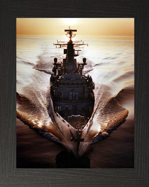 HMS Boxer (F92) Photo Print - At Sunset 1997 - Royal Navy Type 22 Frigate Posters, Prints, & Visual Artwork Hampshire Prints 10 x 8 Black Frame No