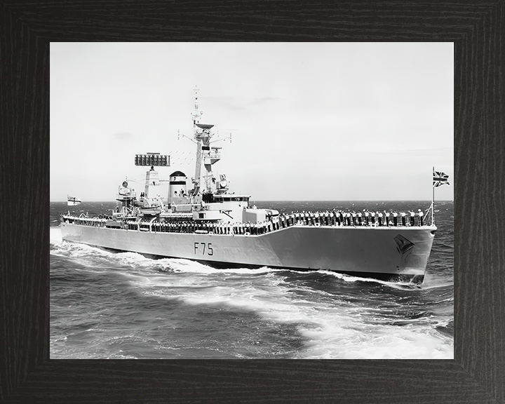 HMS Charybdis (F75) Royal Navy Leander Class Frigate Cheer Ship Photo Print Wall Art Decor Posters, Prints, & Visual Artwork Hampshire Prints 10 x 8 Black Frame No