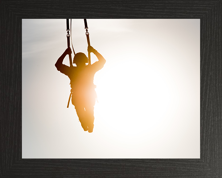 Soldier Parachuting at sunset Photo Print - British Army Hampshire Prints 10 x 8 Black Frame No