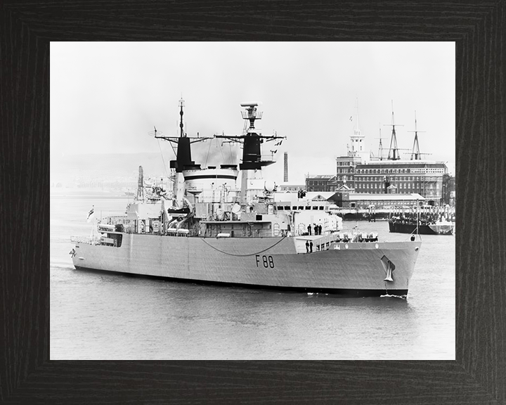 HMS Broadsword (F88) Photo Print - Leaving Portsmouth 1982 - Royal Navy Type 22 Frigate Hampshire Prints 10 x 8 Black Frame No