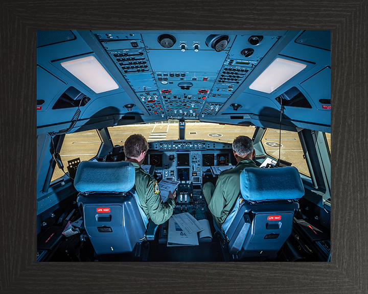RAF Voyager Cockpit With Pilots 2020 Photo Print - Royal Air Force Posters, Prints, & Visual Artwork Hampshire Prints 10 x 8 Black Frame No