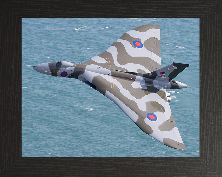 RAF Avro Vulcan Bomber in Flight Photo Print - Royal Air Force Aircraft Hampshire Prints 10 x 8 Black Frame No
