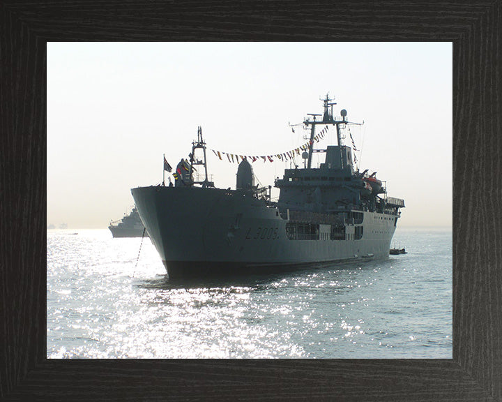 RFA Sir Galahad (L3005) Photo Print - Dress Ship - Royal Fleet Auxiliary Round Table Class Ship Hampshire Prints 10 x 8 Black Frame No