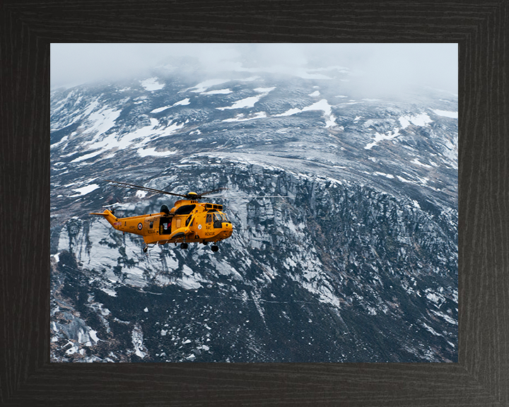 RAF (SAR) Sea King Helicopter Over The Cairngorms Photo Print - Royal Air Force Aircraft Posters, Prints, & Visual Artwork Hampshire Prints 10 x 8 Black Frame No