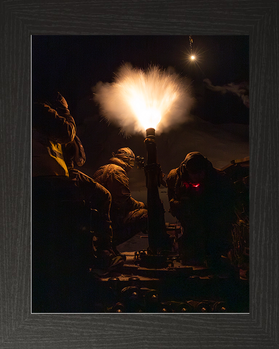 Royal Marine Commando Mortar Team Night Firing Photo Print 45 Commando Marines Wall Art Military Decor UK Posters, Prints, & Visual Artwork Hampshire Prints 10 x 8 Black Frame No