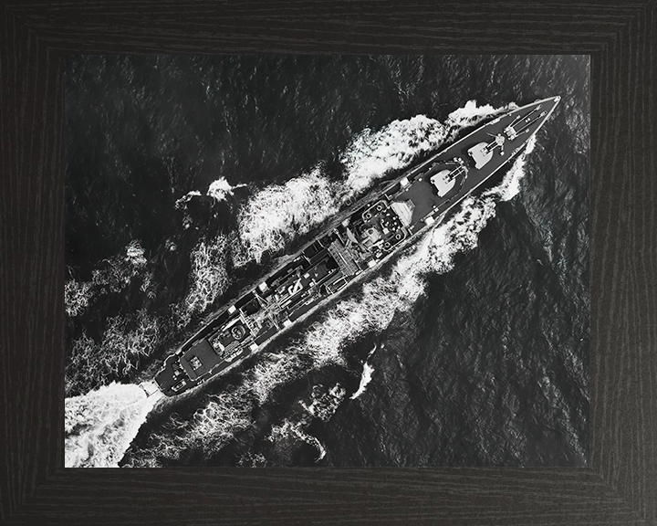 HMS Barrosa (D68) Royal Navy Battle Class Destroyer From Above Photo Print Wall Art Decor Posters, Prints, & Visual Artwork Hampshire Prints 10 x 8 Black Frame No