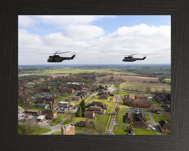 RAF Puma Helicopter in flight over RAF Shawbury Photo Print - Royal Air Force Aircraft Posters, Prints, & Visual Artwork Hampshire Prints 10 x 8 Black Frame No