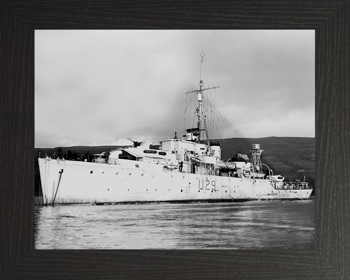 HMS Whimbrel (U29) Photo Print - Port Side View 1945 - Royal Navy Black Swan Class Sloop Posters, Prints, & Visual Artwork Hampshire Prints 10 x 8 Black Frame No