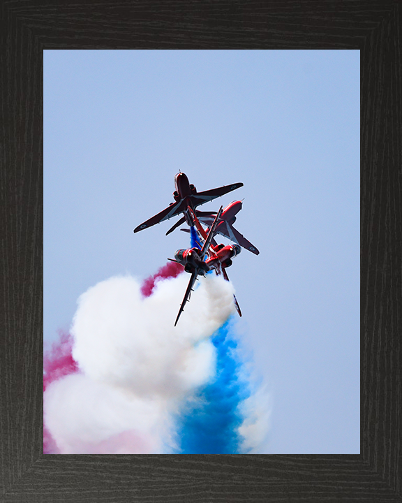 RAF Red Arrows Breaking Formation Photo Print - Royal Air Force Aircraft Hampshire Prints 10 x 8 Black Frame No
