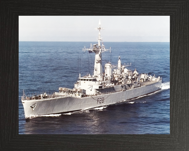 HMS Cleopatra (F28) Royal Navy Leander Class Frigate High Port Bow View Photo Print Wall Art Decor Posters, Prints, & Visual Artwork Hampshire Prints 10 x 8 Black Frame No