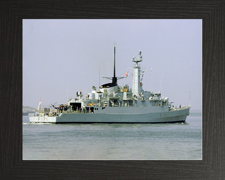 HMS Active (F171) Royal Navy Type 21 Frigate Photo Print Starboard Quarter View Warship Wall Art Posters, Prints, & Visual Artwork Hampshire Prints 10 x 8 Black Frame No