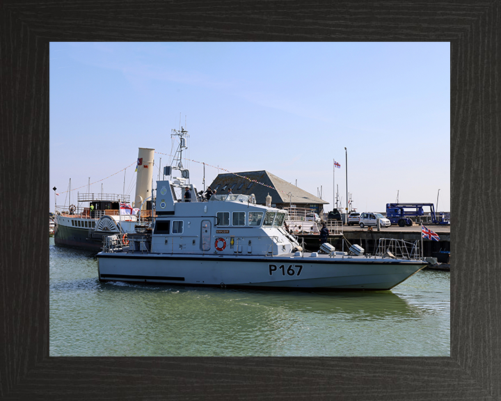 HMS Exploit (P167) Photo Print - Entering Harbour - Royal Navy Archer Class P2000 Patrol Vessel Hampshire Prints 10 x 8 Black Frame No